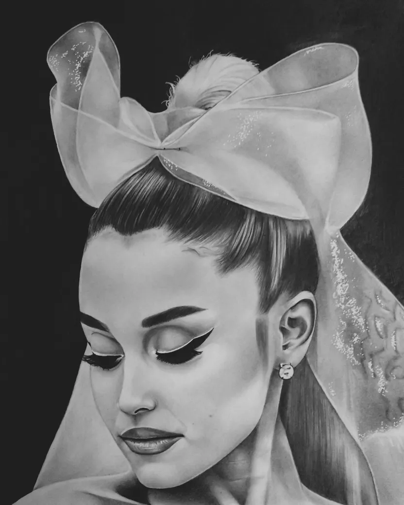 Veil, graphite and charcoal on paper